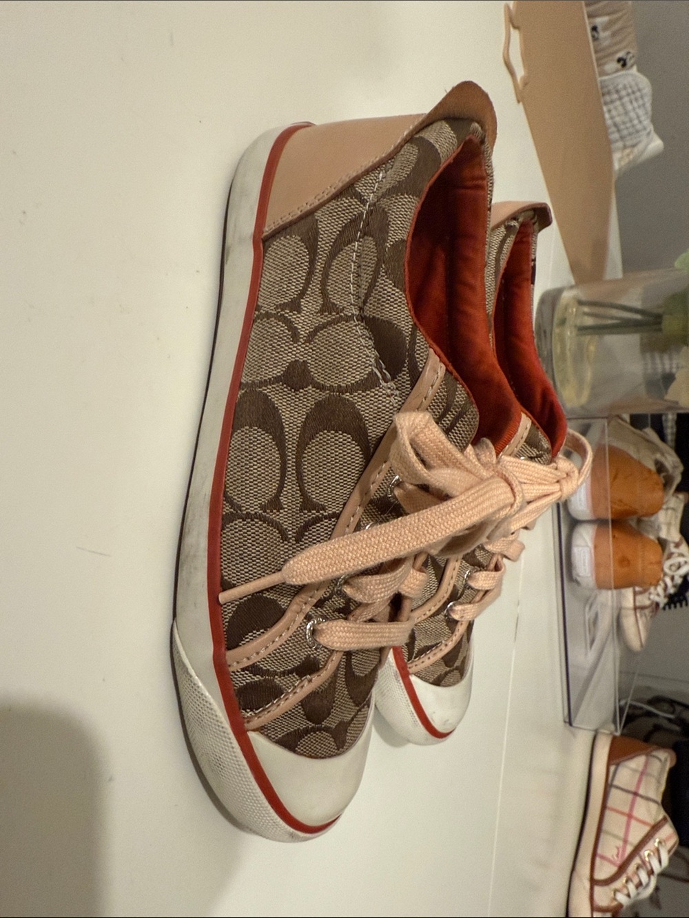 Coach Signature Canvas Low-Top Sneaker in Brown and Blush